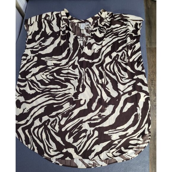 Joie Tops - Joie Women's SZ XL Zebra Print Blouse Top Brown Cream